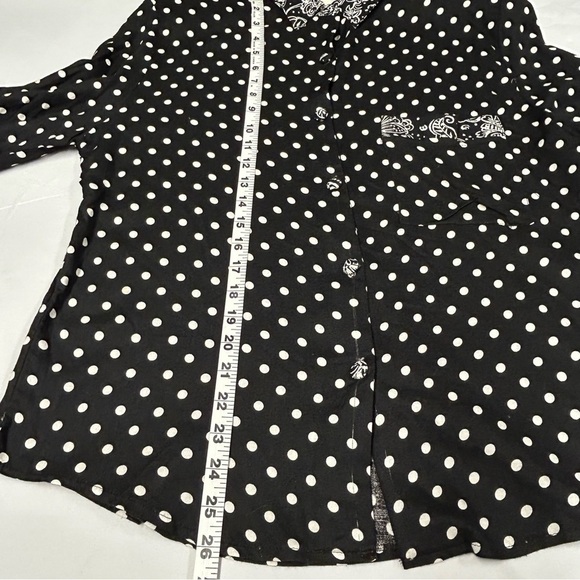Vintage Womens Polka Dot Blouse Size L Long Sleeve Button Up Twee Classic 90s‎ - Picture 10 of 12